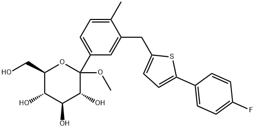 D-Glucopyranoside, 1-C- metílico [3 [[5- (4-fluorophenyl) - 2-thienyl] metílico] - 4-Methylphenyl] - estrutura