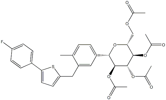 D-Glucitol, 1,5 anhydro-1-C- [3 [[5- (4-fluorophenyl) - 2-thienyl] metílicos] - 4-Methylphenyl] -, tetraacetate, (1S) - estrutura (9CI)